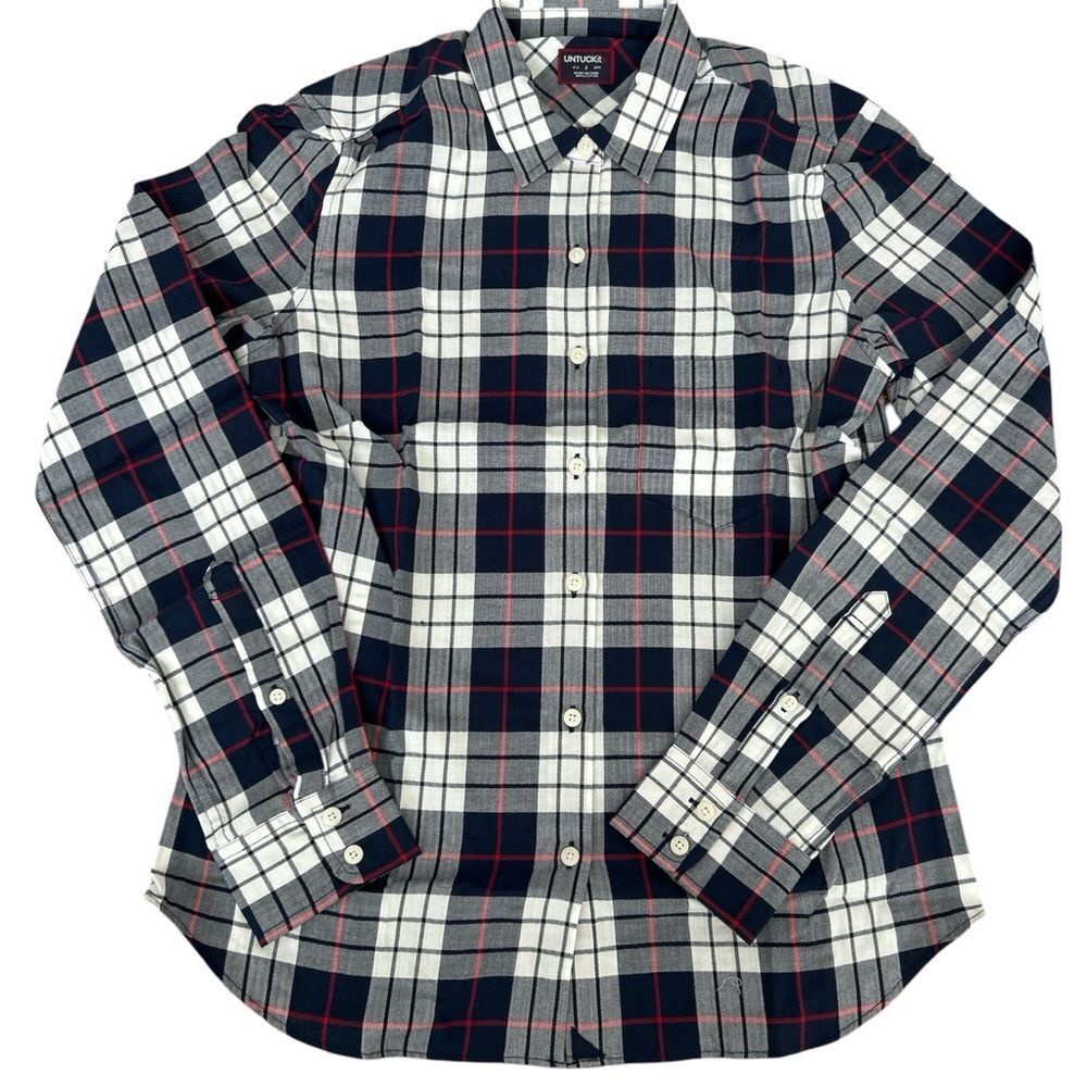 Women’s UNTUCKit Plaid Button-Up Shirt NWT Size 2 Regular Fit Style Citra